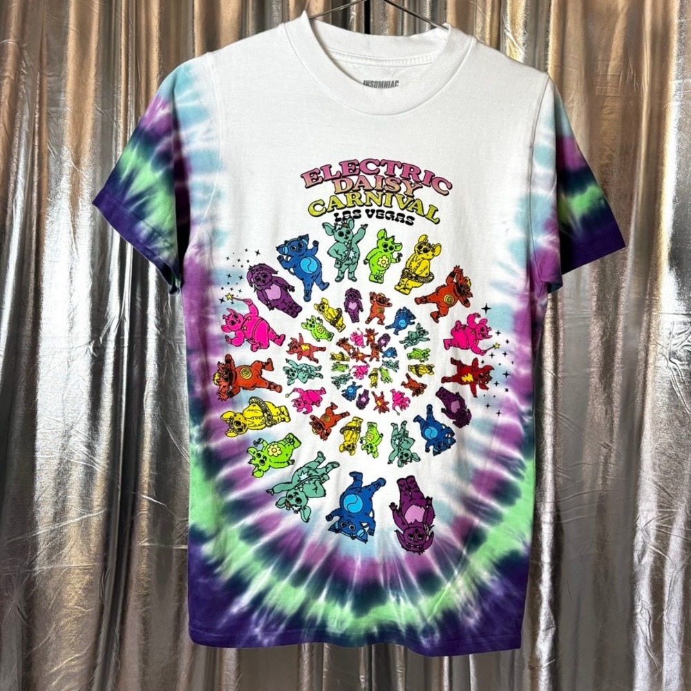 EDC Las Vegas 2024 Tie Dye Dancing Bear Festival Lineup Tee